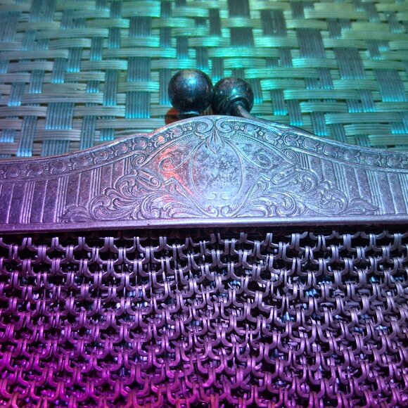 Shimmering Green‑Gold Metal Mesh Coin Pouch with Crest Plate & Talon Zipper - Picture 12 of 16